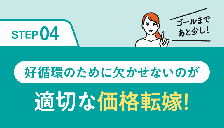 STEP04。好循環のために欠かせない適切な価格転嫁について説明するタイトル画像